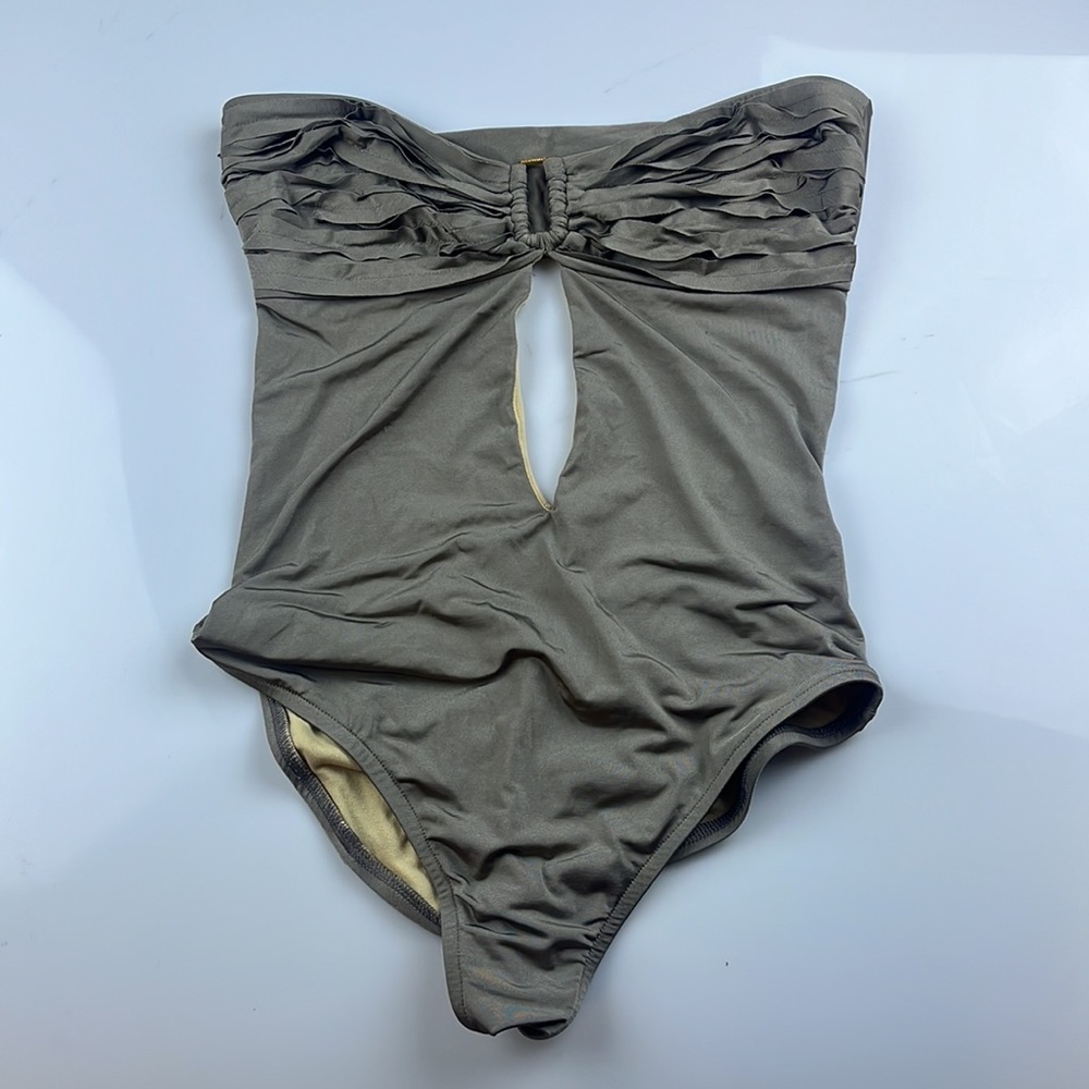 BCBG Max Azria Olive Cut Out One Piece Swimsuit S114-5